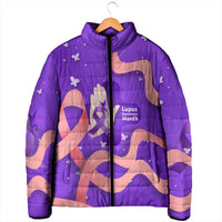 Lupus Awareness Padded Jacket Her Fight Is My Fight - Purple Ribbon Butterfly Wave Style