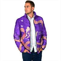 Lupus Awareness Padded Jacket Her Fight Is My Fight - Purple Ribbon Butterfly Wave Style