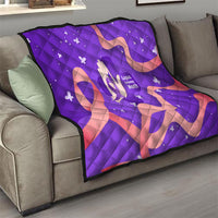 Lupus Awareness Quilt Her Fight Is My Fight - Purple Ribbon Butterfly Wave Style