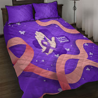 Lupus Awareness Quilt Bed Set Her Fight Is My Fight - Purple Ribbon Butterfly Wave Style