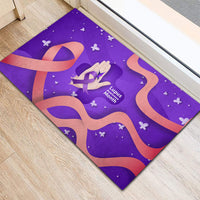 Lupus Awareness Rubber Doormat Her Fight Is My Fight - Purple Ribbon Butterfly Wave Style