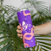 Lupus Awareness Skinny Tumbler Her Fight Is My Fight - Purple Ribbon Butterfly Wave Style