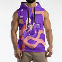Lupus Awareness Sleeveless Hoodie Her Fight Is My Fight - Purple Ribbon Butterfly Wave Style