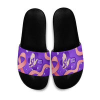 Lupus Awareness Slide Sandals Her Fight Is My Fight - Purple Ribbon Butterfly Wave Style