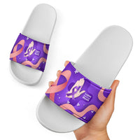 Lupus Awareness Slide Sandals Her Fight Is My Fight - Purple Ribbon Butterfly Wave Style