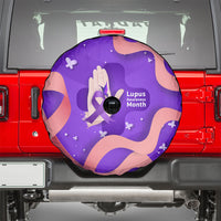 Lupus Awareness Spare Tire Cover Her Fight Is My Fight - Purple Ribbon Butterfly Wave Style