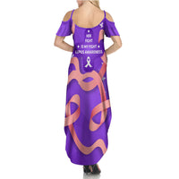 Lupus Awareness Summer Maxi Dress Her Fight Is My Fight - Purple Ribbon Butterfly Wave Style