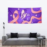 Lupus Awareness Tapestry Her Fight Is My Fight - Purple Ribbon Butterfly Wave Style