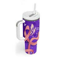 Lupus Awareness Tumbler With Handle Her Fight Is My Fight - Purple Ribbon Butterfly Wave Style