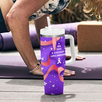 Lupus Awareness Tumbler With Handle Her Fight Is My Fight - Purple Ribbon Butterfly Wave Style