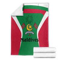Maldives National Flag and Emblem Blanket with Green Red White Colorblock Design