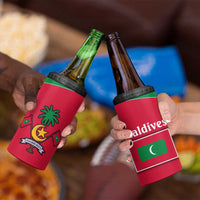 Maldives National Flag and Emblem 4 in 1 Can Cooler Tumbler with Green Red White Colorblock Design