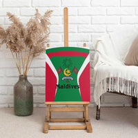 Maldives National Flag and Emblem Canvas Wall Art with Green Red White Colorblock Design