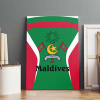 Maldives National Flag and Emblem Canvas Wall Art with Green Red White Colorblock Design