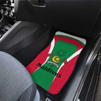 Maldives National Flag and Emblem Car Mats with Green Red White Colorblock Design