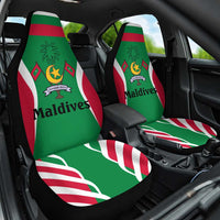 Maldives National Flag and Emblem Car Seat Cover with Green Red White Colorblock Design