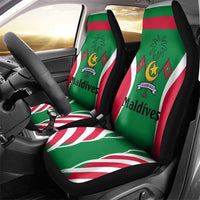 Maldives National Flag and Emblem Car Seat Cover with Green Red White Colorblock Design