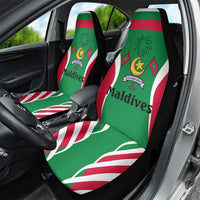 Maldives National Flag and Emblem Car Seat Cover with Green Red White Colorblock Design
