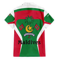 Maldives National Flag and Emblem Family Matching Puletasi and Hawaiian Shirt with Green Red White Colorblock Design