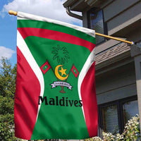 Maldives National Flag and Emblem Garden Flag with Green Red White Colorblock Design