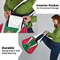 Maldives National Flag and Emblem Grocery Bag with Green Red White Colorblock Design