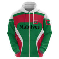 Maldives National Flag and Emblem Hoodie with Green Red White Colorblock Design