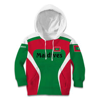 Maldives National Flag and Emblem Kid Hoodie with Green Red White Colorblock Design