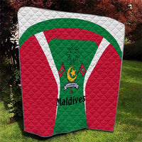 Maldives National Flag and Emblem Quilt with Green Red White Colorblock Design
