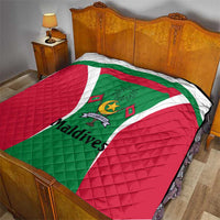 Maldives National Flag and Emblem Quilt with Green Red White Colorblock Design