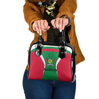 Maldives National Flag and Emblem Shoulder Handbag with Green Red White Colorblock Design