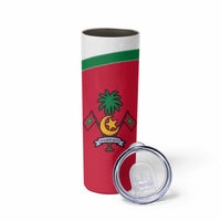 Maldives National Flag and Emblem Skinny Tumbler with Green Red White Colorblock Design