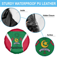 Maldives National Flag and Emblem Spare Tire Cover with Green Red White Colorblock Design