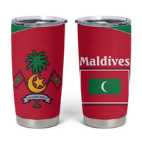 Maldives National Flag and Emblem Tumbler Cup with Green Red White Colorblock Design