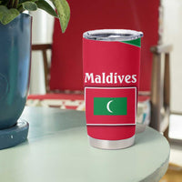 Maldives National Flag and Emblem Tumbler Cup with Green Red White Colorblock Design