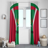 Maldives National Flag and Emblem Window Curtain with Green Red White Colorblock Design
