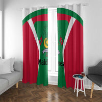 Maldives National Flag and Emblem Window Curtain with Green Red White Colorblock Design