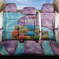 Maldives Coral Reef Ocean Print Back Car Seat Cover with Underwater Pastel Blue and Purple Design