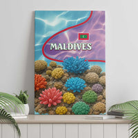 Maldives Coral Reef Ocean Print Canvas Wall Art with Underwater Pastel Blue and Purple Design
