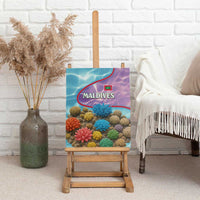 Maldives Coral Reef Ocean Print Canvas Wall Art with Underwater Pastel Blue and Purple Design