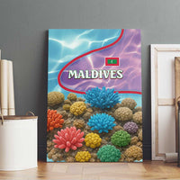 Maldives Coral Reef Ocean Print Canvas Wall Art with Underwater Pastel Blue and Purple Design
