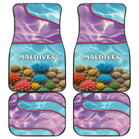 Maldives Coral Reef Ocean Print Car Mats with Underwater Pastel Blue and Purple Design