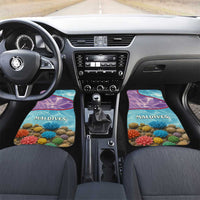 Maldives Coral Reef Ocean Print Car Mats with Underwater Pastel Blue and Purple Design