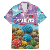 Maldives Coral Reef Ocean Print Family Matching Mermaid Dress and Hawaiian Shirt with Underwater Pastel Blue and Purple Design