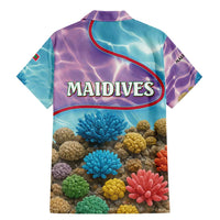 Maldives Coral Reef Ocean Print Family Matching Mermaid Dress and Hawaiian Shirt with Underwater Pastel Blue and Purple Design