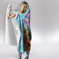Maldives Coral Reef Ocean Print Hooded Blanket with Underwater Pastel Blue and Purple Design