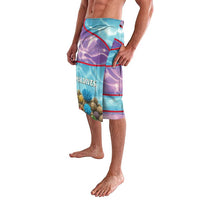 Maldives Coral Reef Ocean Print Lavalava with Underwater Pastel Blue and Purple Design
