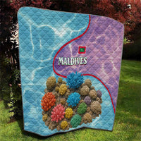 Maldives Coral Reef Ocean Print Quilt with Underwater Pastel Blue and Purple Design