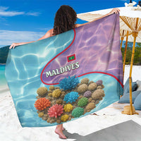 Maldives Coral Reef Ocean Print Sarong with Underwater Pastel Blue and Purple Design