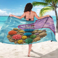 Maldives Coral Reef Ocean Print Sarong with Underwater Pastel Blue and Purple Design