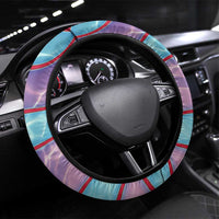 Maldives Coral Reef Ocean Print Steering Wheel Cover with Underwater Pastel Blue and Purple Design
